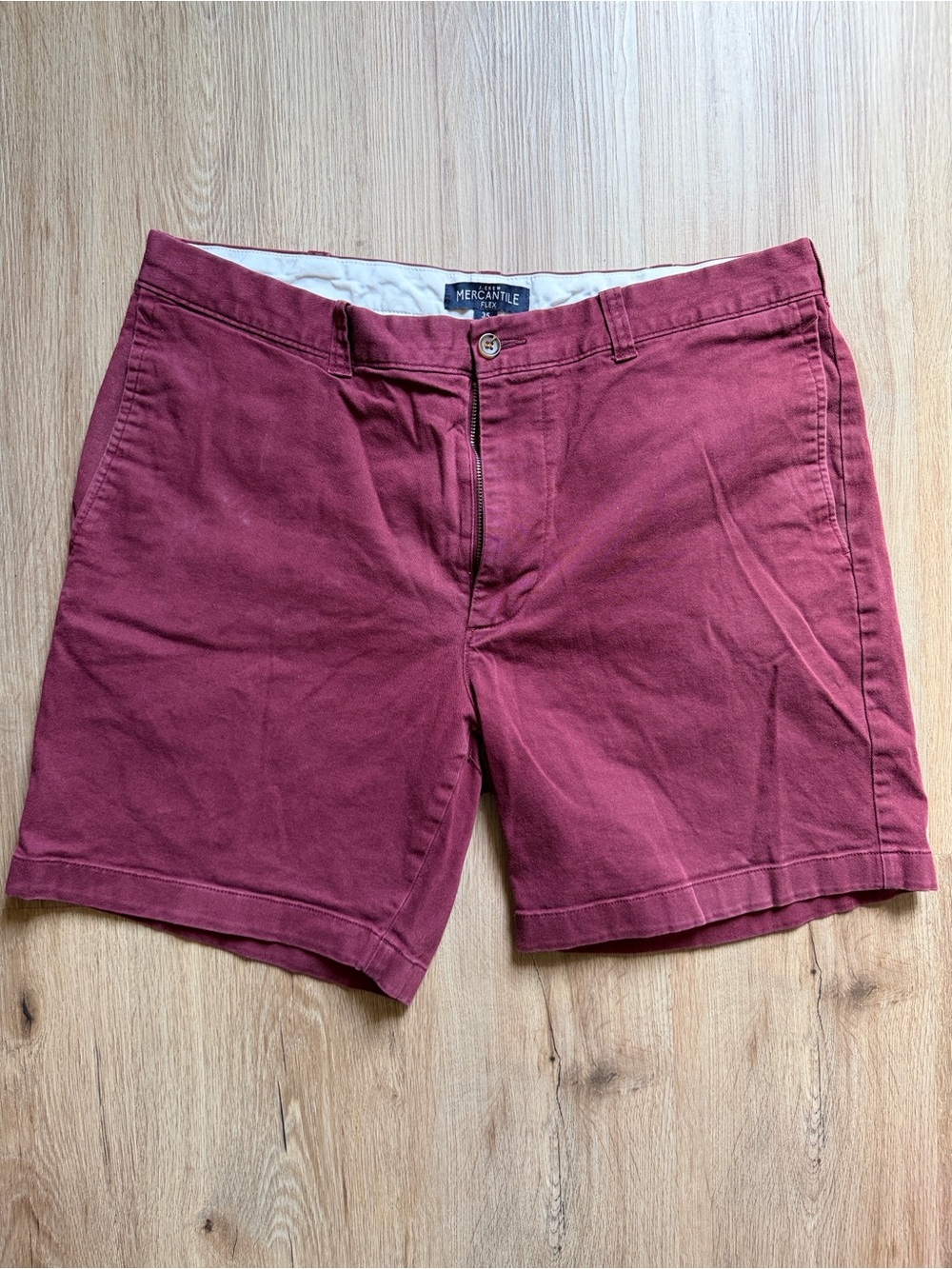 J. Crew Factory Men's Maroon Flat-Front Cotton Shorts